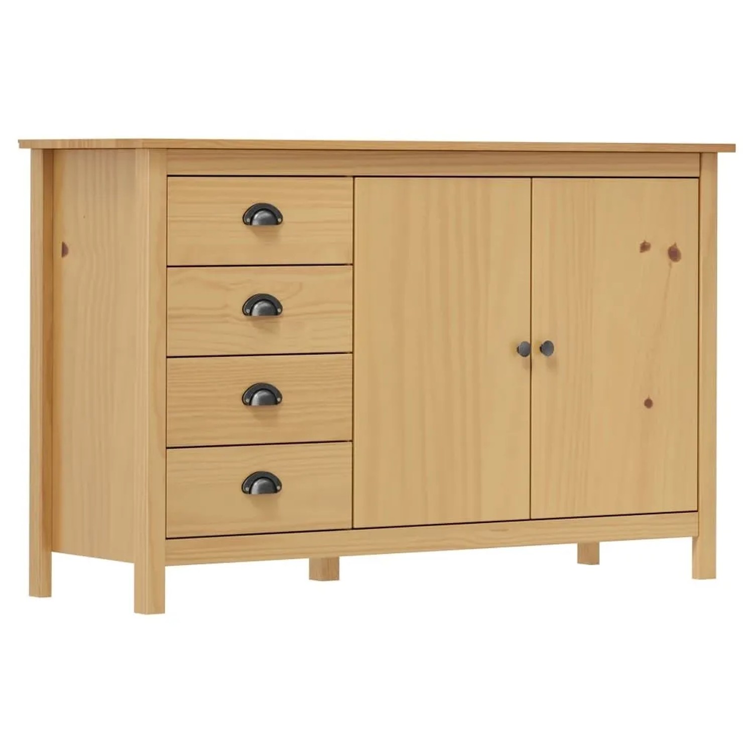 vidaXL Sideboard Hill Honigbraun 130x40x80 cm Massivholz Kiefer 288931