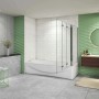 AICA Badewanneaufsatz 130x140cm mit Seitenwand, 3-teilige Duschwand aus Glas.