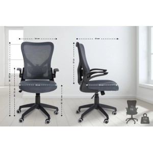 DELUKE Bürostuhl Ergonomisch CHOPO Schreibtischstuhl Mit Netzbespannung Höhenverstellbarer Drehstuhl 120 Kg Grau