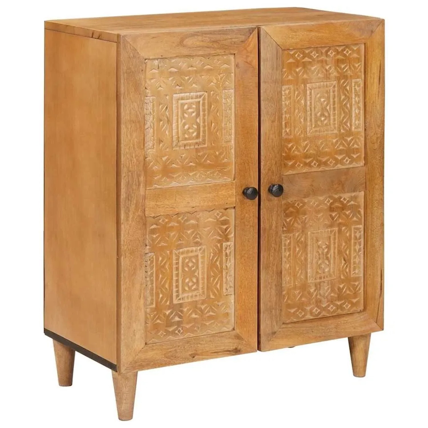 vidaXL Sideboard mit Tür Hellbraun 60 x 33 x 75 cm Massives Mangoholz 4018082