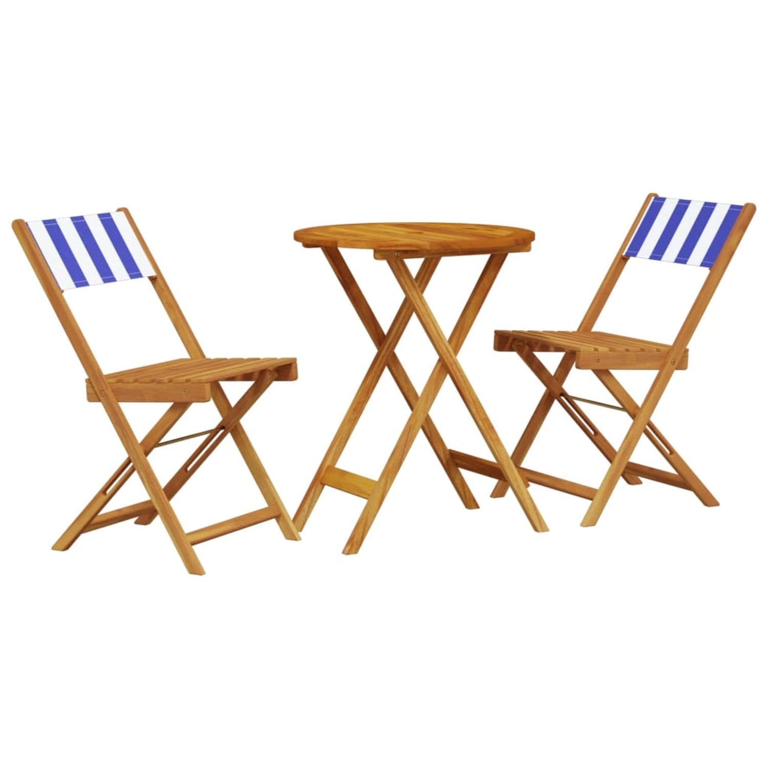 Thumbnail - vidaXL 3-Tlg Bistro-Set Blau und Weiß Stoff und Massivholz 3281753
