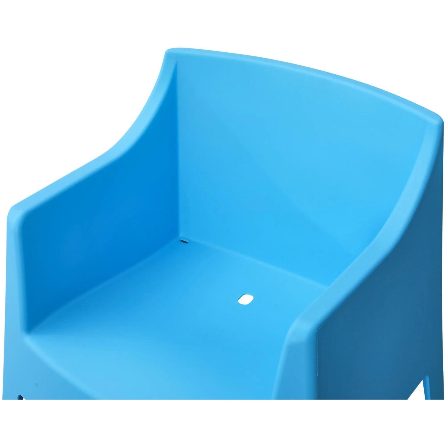 Blauer Kunststoff Gartenstuhl HENRI, stapelbar, mit Wasserablauf im Sitz. Teil eines 4er Sets für Outdoor.