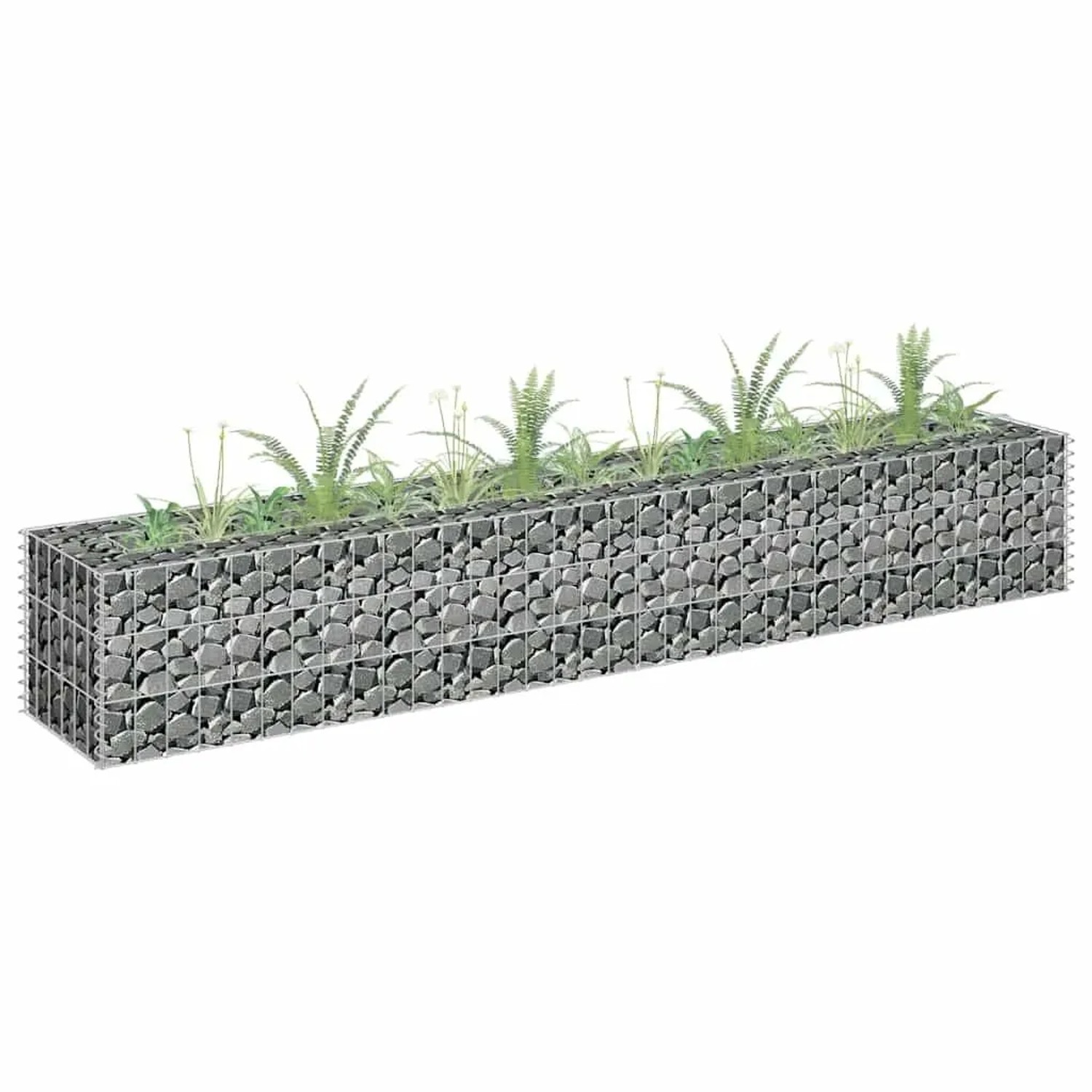 DELUKE Gabionen Hochbeet ROON Aus Stahl 180×30×30cm Steinkorb Gabionengitter Ziergabione Steingabione
