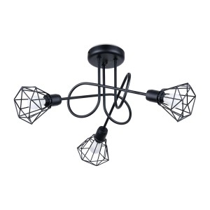 Schwarzer Kronleuchter Artemis3S von Sollux Lighting mit drei Leuchten im modernen, industriellen Design.