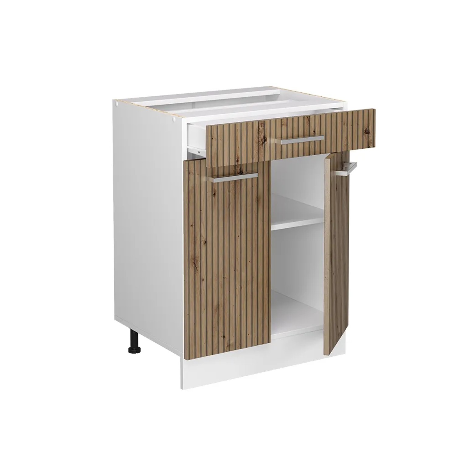 Vicco Küchenunterschrank R-Line, Artisan Eiche/Weiß, 60 cm, mit Schublade und Tür.