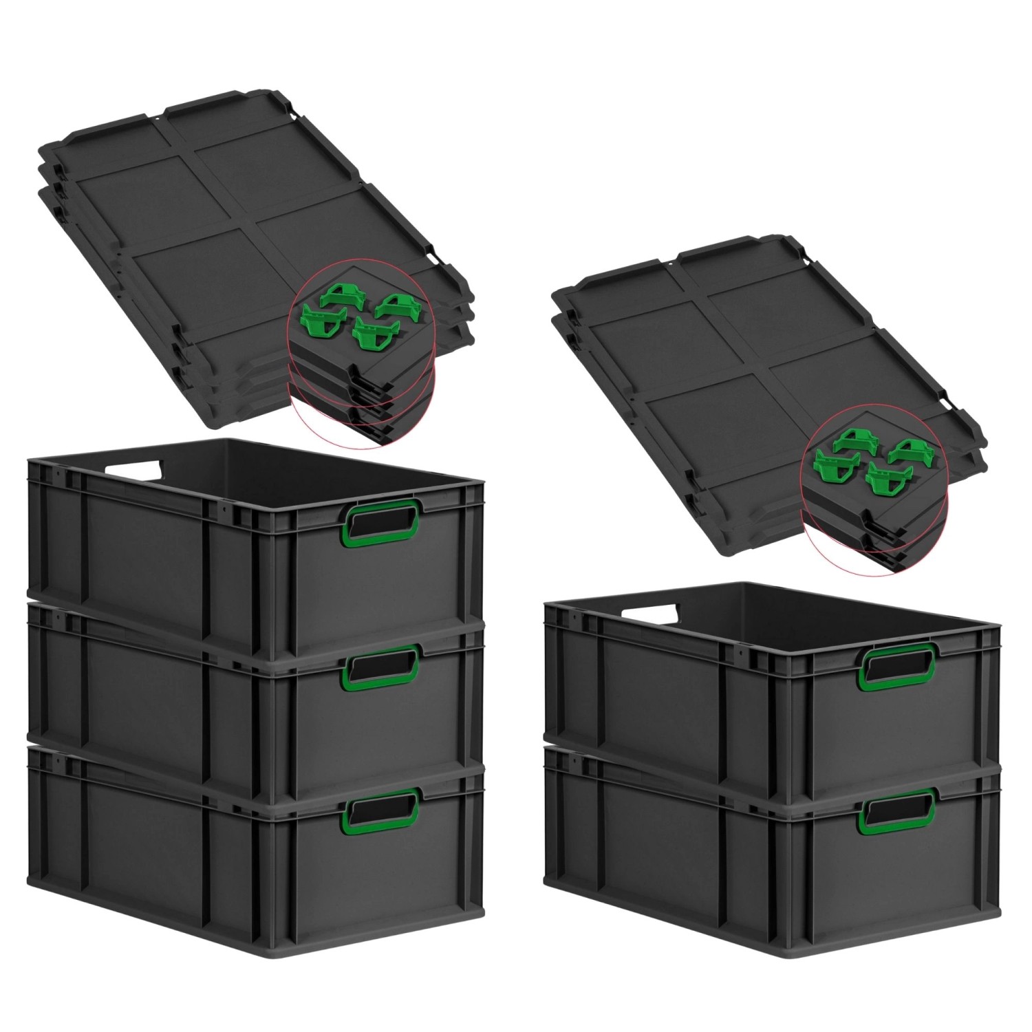 PROREGAL SparSet 5x Eurobox Nextgen Color Mit Auflagedeckel HxBxT 22x40x60c günstig online kaufen