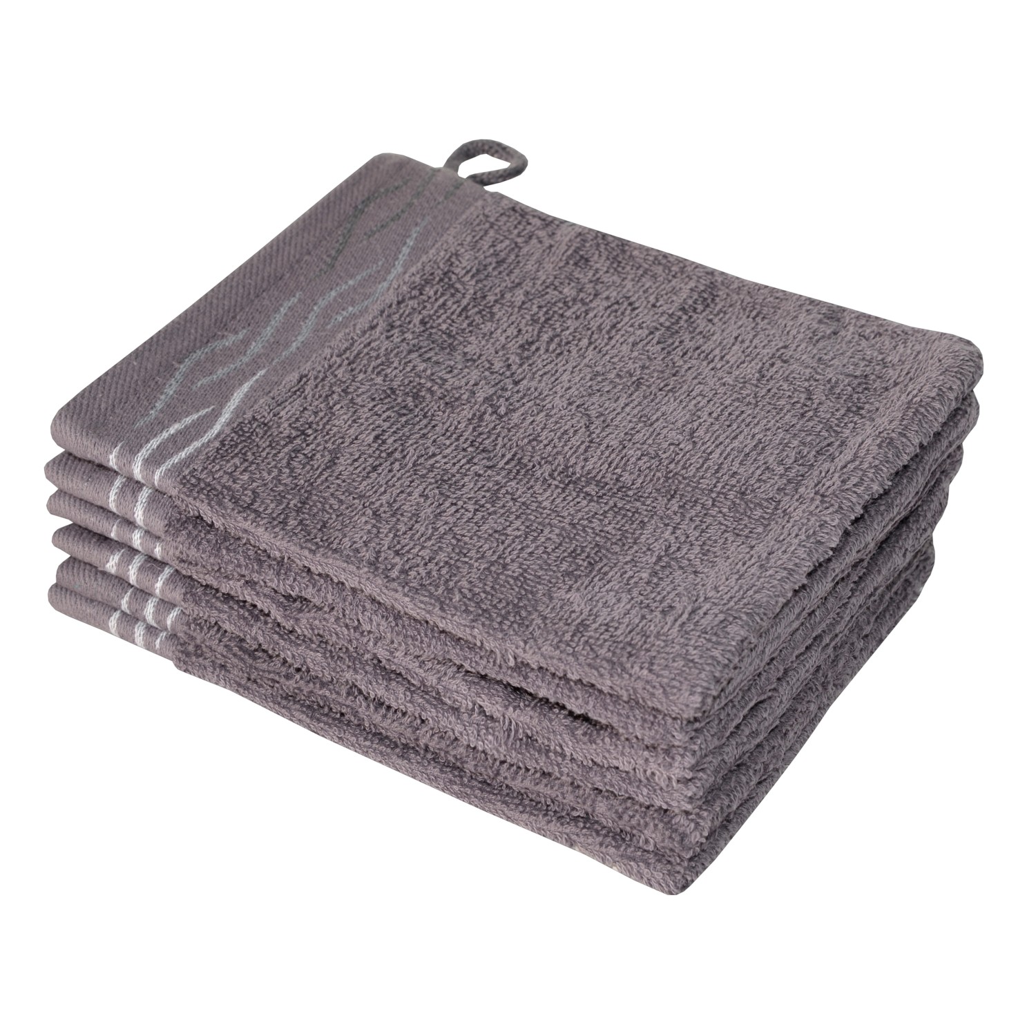 Dyckhoff Waschhandschuhset Wave Grau 16 x 21 cm 6-tlg.