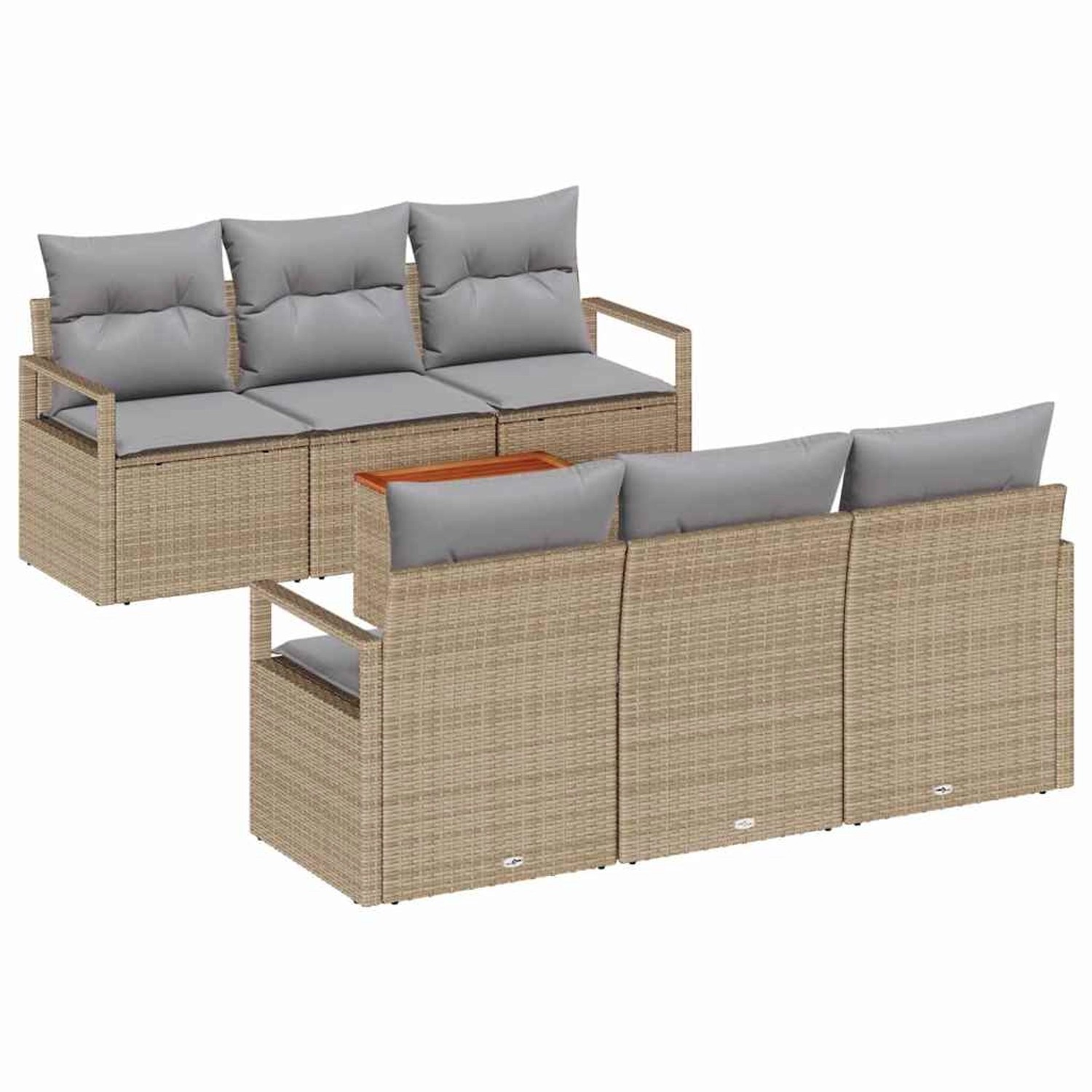 vidaXL Garten-Sofa-Set mit Kissen 7-Tlg Beige Poly Rattan 3347651 günstig online kaufen