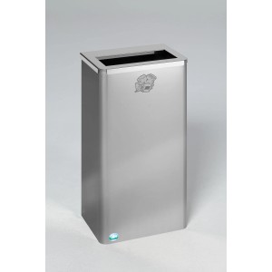 Silberner PROREGAL Papierkorb aus Edelstahl mit abnehmbarem Deckel, 70 Liter.