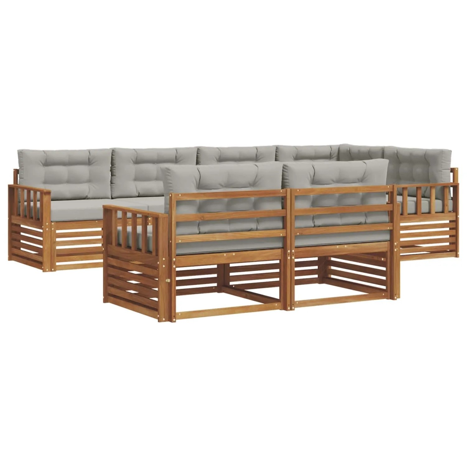 vidaXL Outdoor-Sofagarnitur mit Kissen 22-Tlg Natur und Hellgrau 3373611