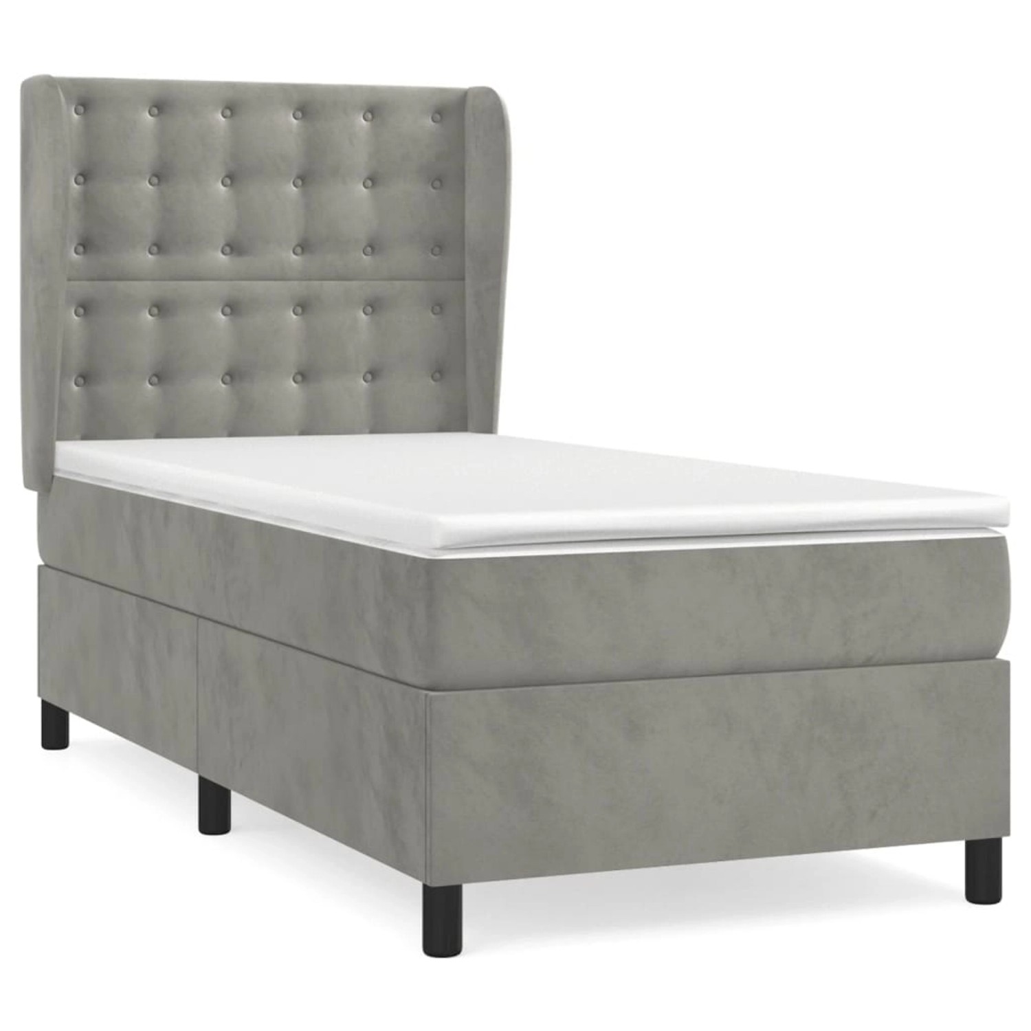 vidaXL Boxspringbett mit Matratze Hellgrau 100x200 cm Samt1400361 günstig online kaufen