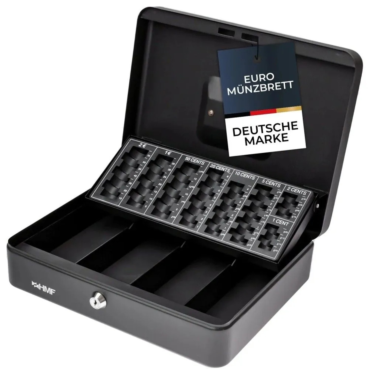 HMF 4215-02 Geldkassette Münzzählbrett 30 x 24 x 8 cm Schwarz
