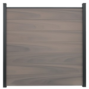 GroJa Solid Grande Steckzaun, 180x180 cm, Bi-Color Braun. Zaunelement mit Rahmen für Sichtschutz.
