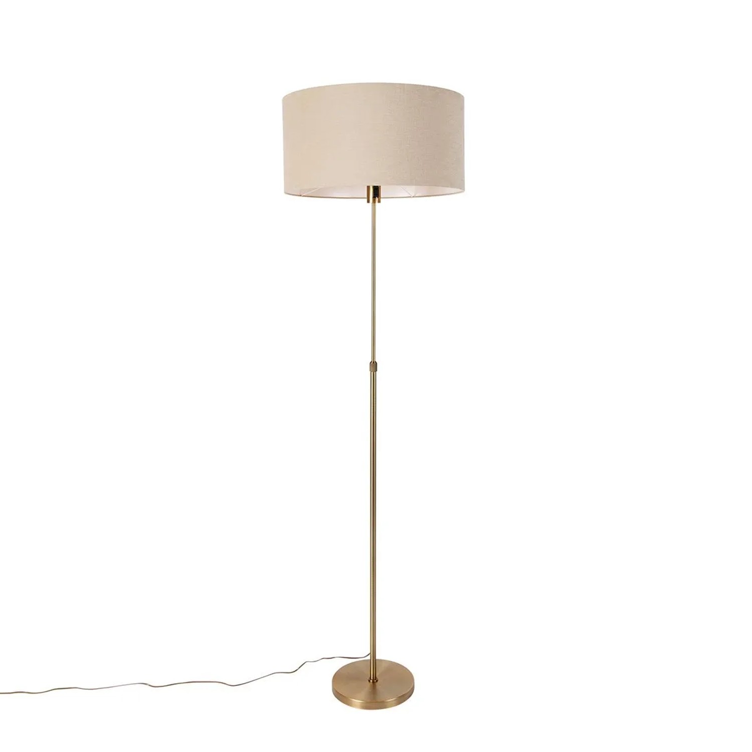 QAZQA Stehlampe Verstellbar Bronze mit Schirm HellBraun 50 cm Parte