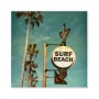 Banjado Magnettafel 50x50 cm mit Surf Beach Motiv. Magnetwand aus Metall inklusive 4 Magnete.