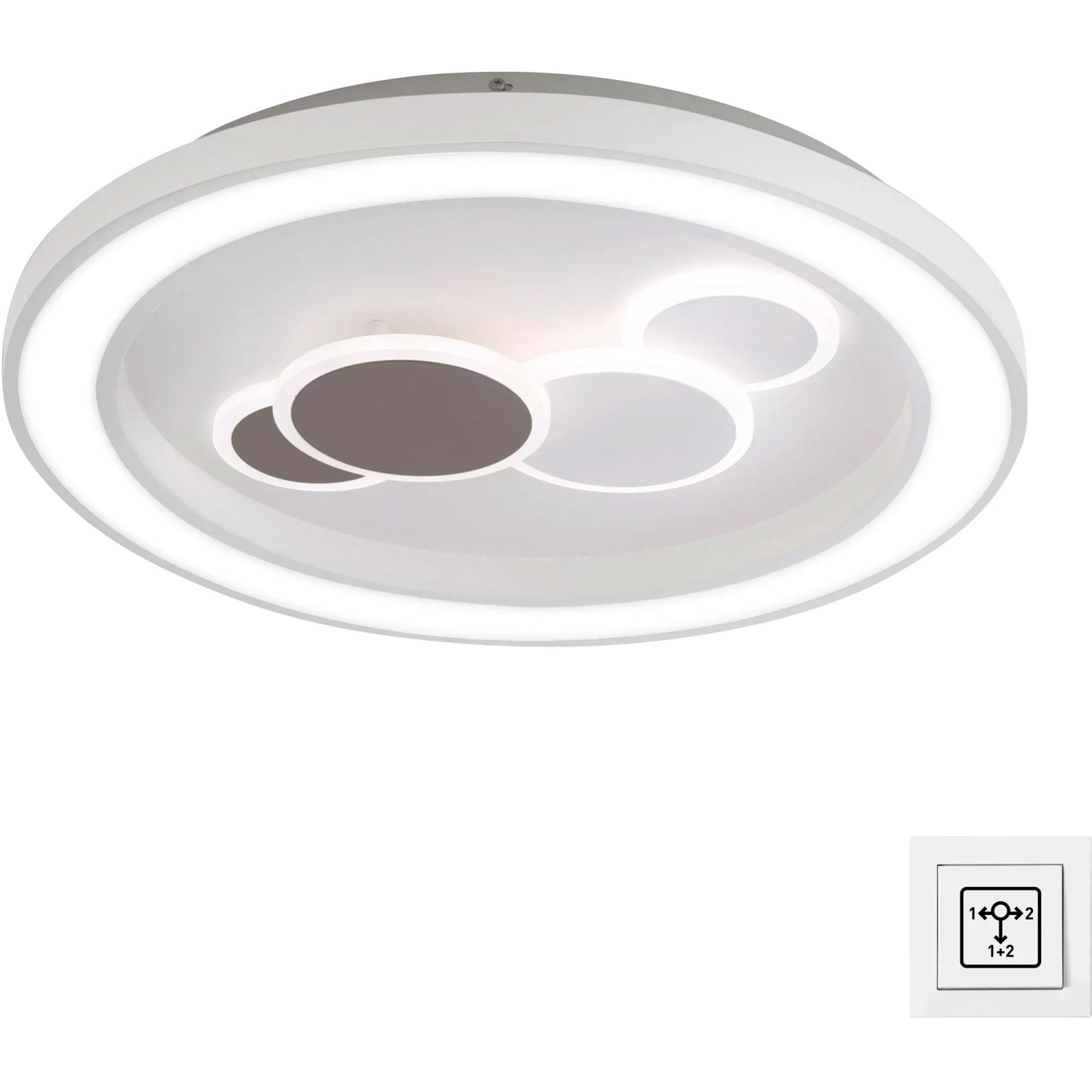 Weiße LED-Deckenleuchte Eliza, Ø 60 cm, von Paul Neuhaus. Moderne Deckenlampe für Wohnräume.