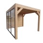 Weka Gartenlaube Lumley: Moderne Ecküberdachung aus Fichte mit Flachdach, Holz- und Glaswand im Sprossenstil. Für Terrasse.