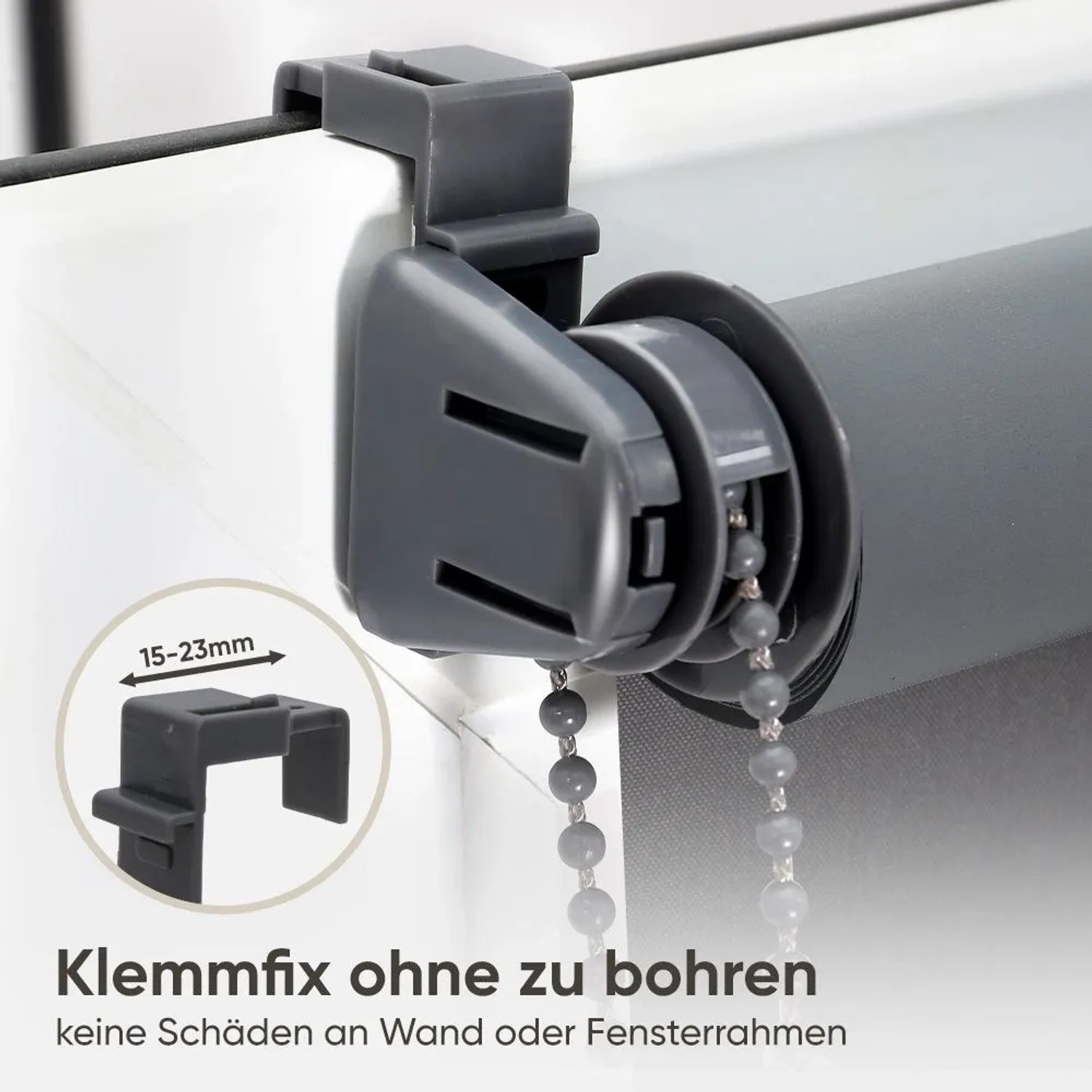 Sekey Seitenzugrollo Verdunkelung ohne Bohren Blickdicht Grau 100x130cm_6