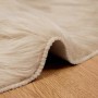 Beiger, runder vidaXL Kunstschaffell Teppich (Ø 200cm) aus Polyester, Detailansicht.