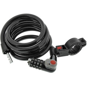 Burg Wächter Fahrrad-Seilschloss mit Zahlencode und Licht, 180 cm lang, inklusive Halterung.