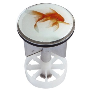 Waschbeckenstöpsel mit Fisch Dekor, Excenterstopfen für 38-40 mm Abfluss.
