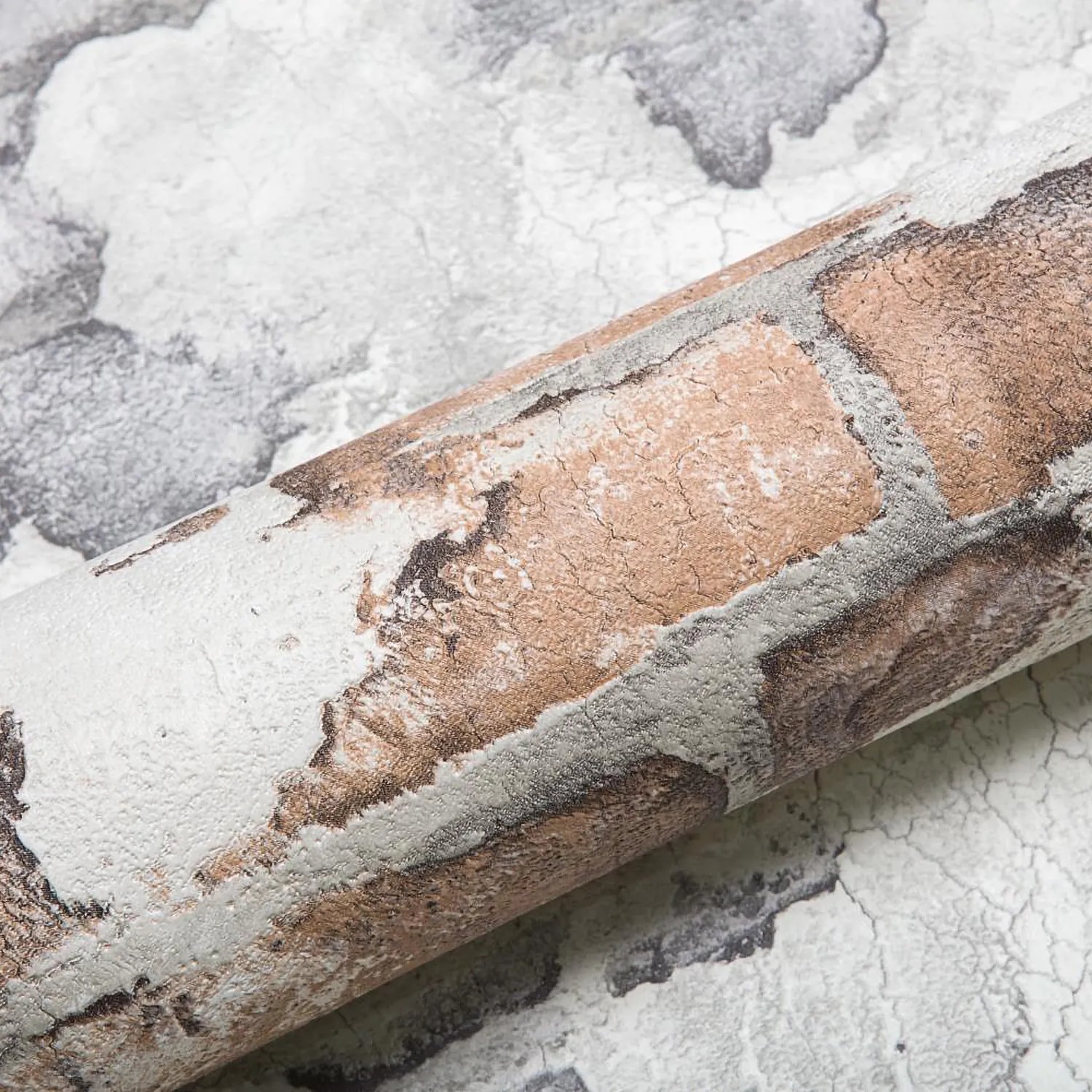 EDEM Vliestapete 819DN56 in Beige, Grau, Braun mit Stein Kacheln in Spachteloptik.