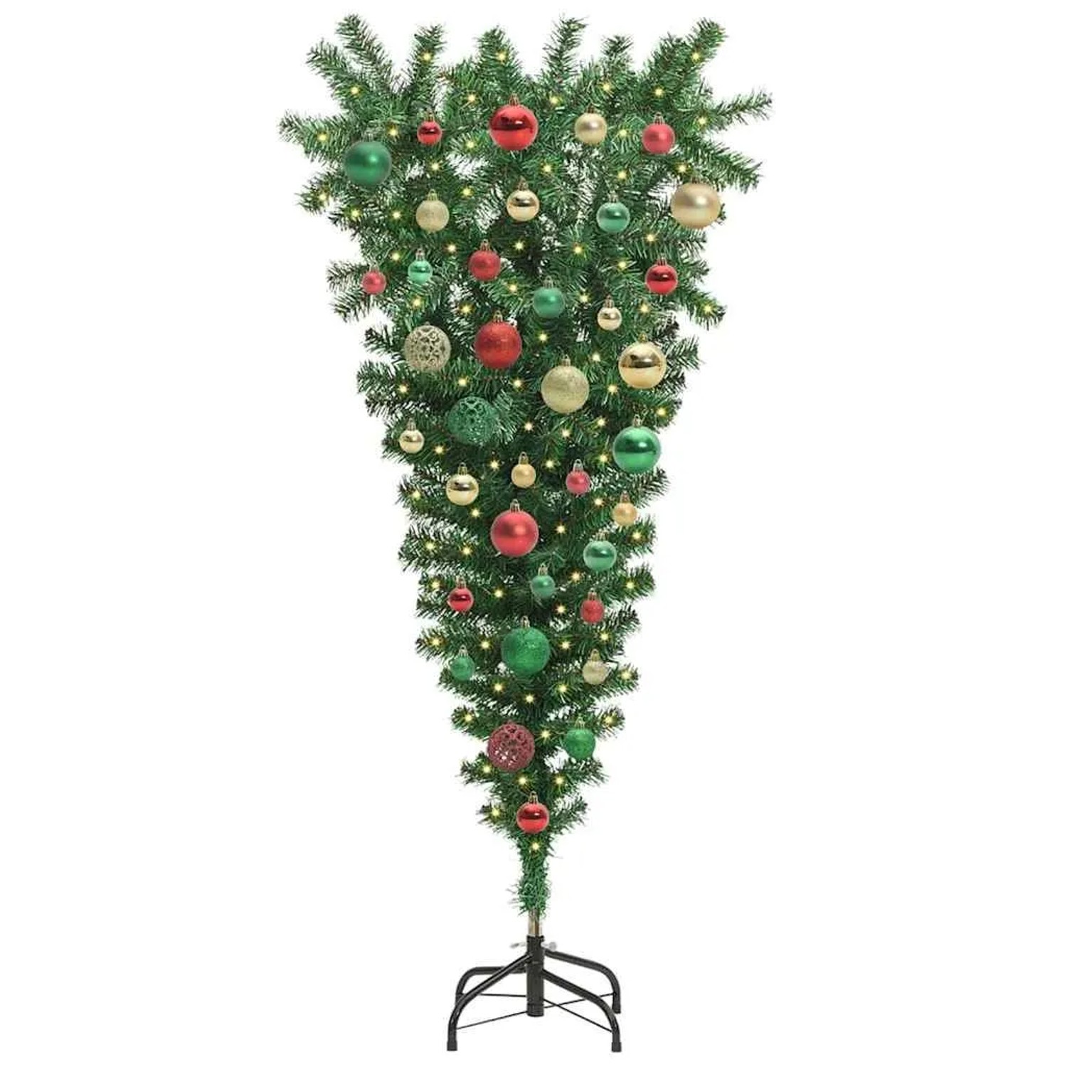 vidaXL Umgedrehter Kunst Weihnachtsbaum mit Kugelset Grün 120 cm PVC 3396850