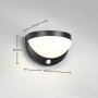Schwarze Reality LED Solar-Wandleuchte Cobre mit Bewegungsmelder und Maßangaben.