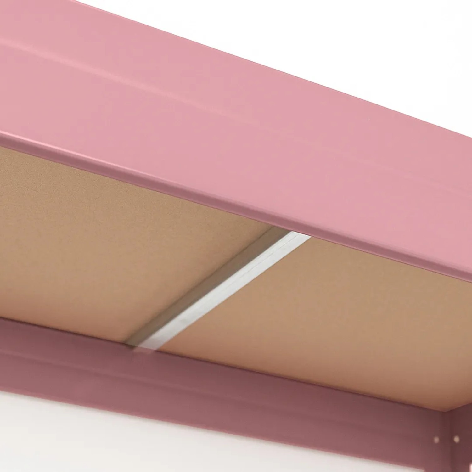 Detailansicht: Rosa Ar Shelving Schwerlast-Steckregal mit HDF-Boden.