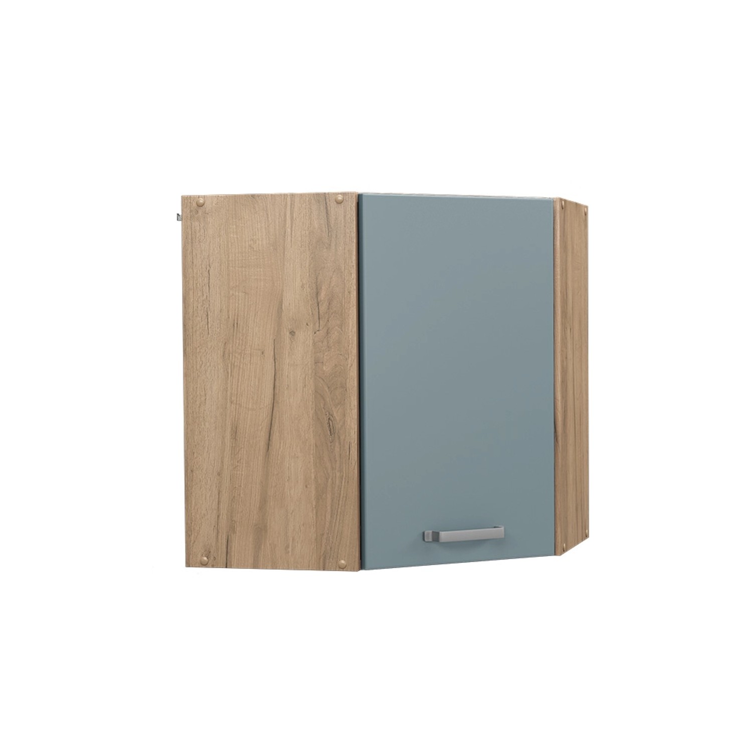 Vicco Eckhängeschrank R-Line Küchen-Eckschrank Blau-Grau/Goldkraft Eiche 57 cm