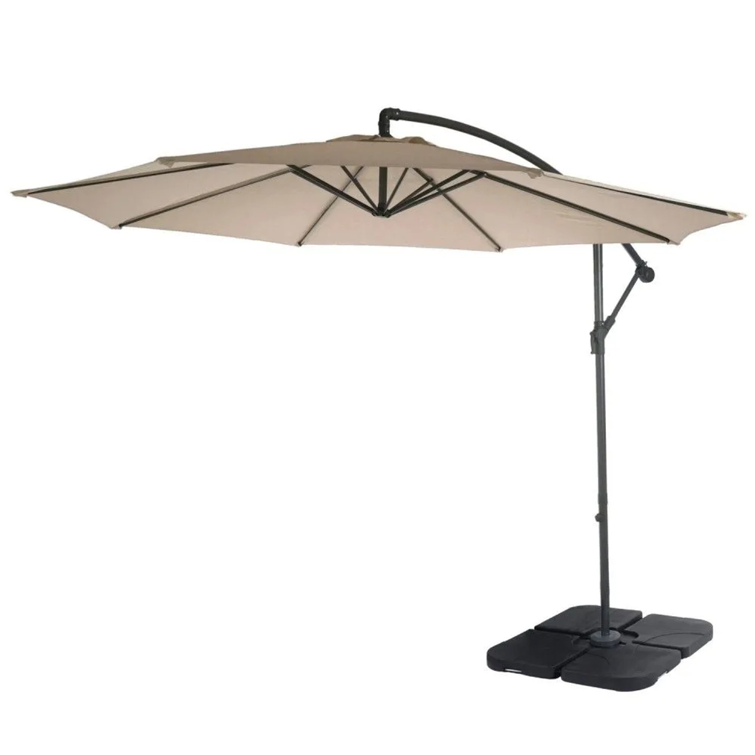MCW Ampelschirm Terni Ø 3m Neigbar Sand-Beige mit Ständer