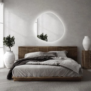 Tulup LED-Lichtspiegel 87 x 86 cm Asymmetrischer Spiegel Industrieller Wandspiegel Badezimmerspiegel Warmweiß 3000K