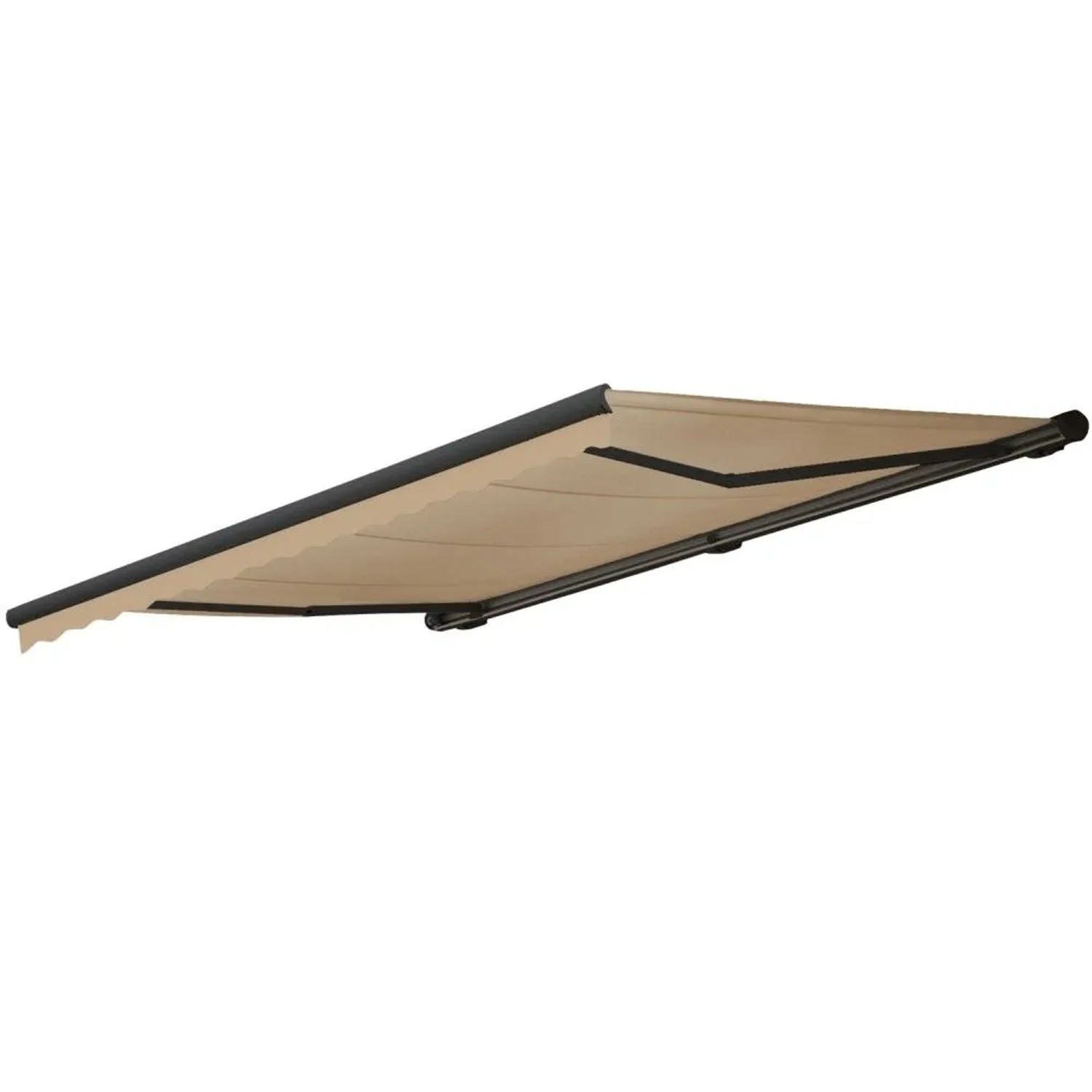 MCW Kassetten-Markise H122 mit Volant 4x3m Polyester Creme Anthrazit