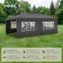 Tectake Pavillon Novara 6 x 3 M Im Stecksystem 5 Abnehmbare Seitenteile 600 x 300 x 250 cm Grau_2