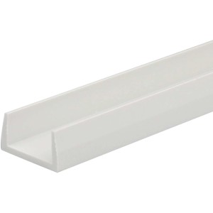 Weißes Arcansas U-Profil aus PVC, 10x10x1000 mm, für Bau und Schutz.
