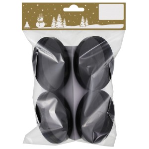4er-Pack schwarze Teelichthalter aus Metall, Ø 7,5 cm, Weihnachtsdeko.