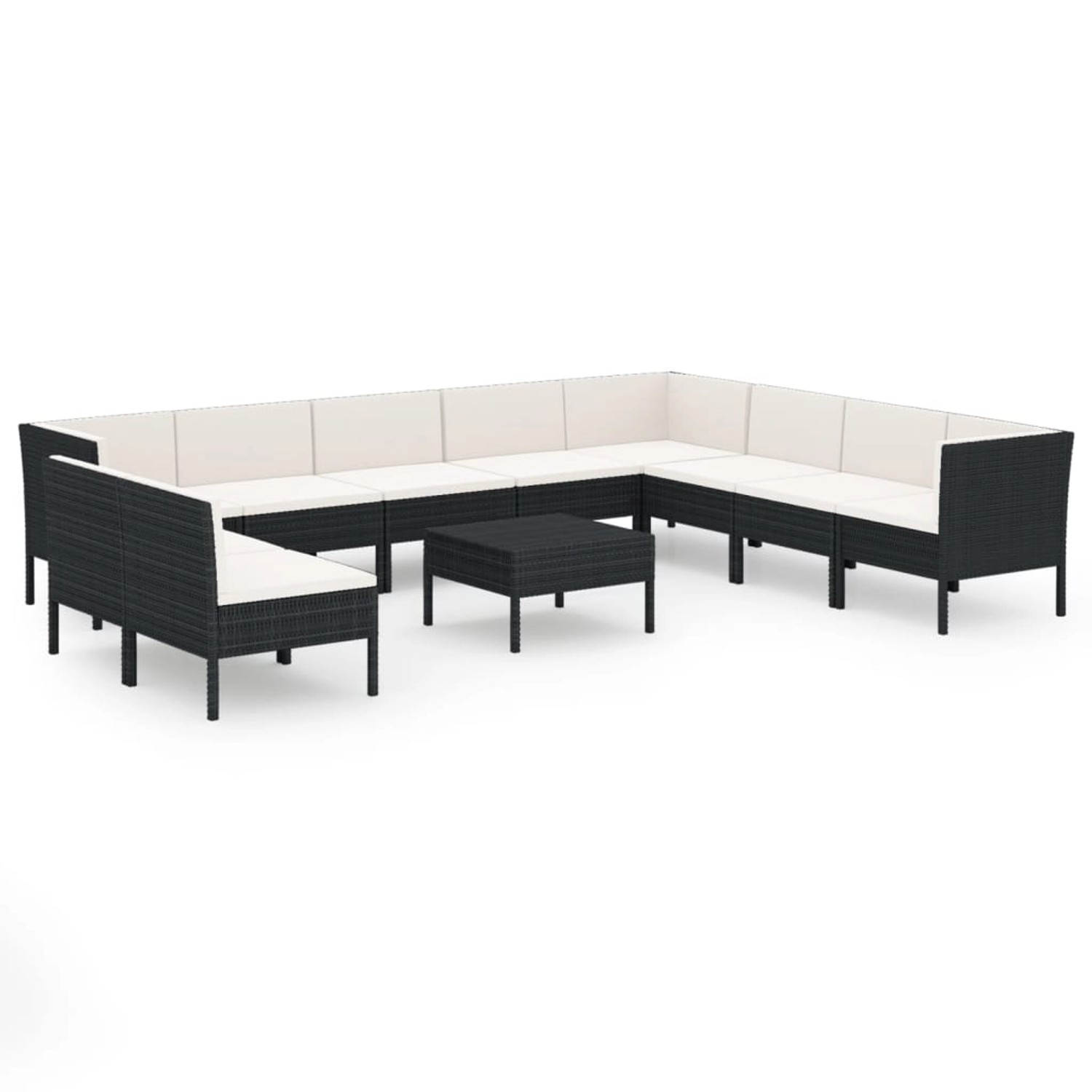 vidaXL 11-tlg Garten-Lounge-Set mit Auflagen Poly Rattan Schwarz Modell 20 günstig online kaufen