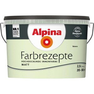 Eimer Alpina Farbrezepte Balance, matte, grüne Innenfarbe, 2,5 Liter.