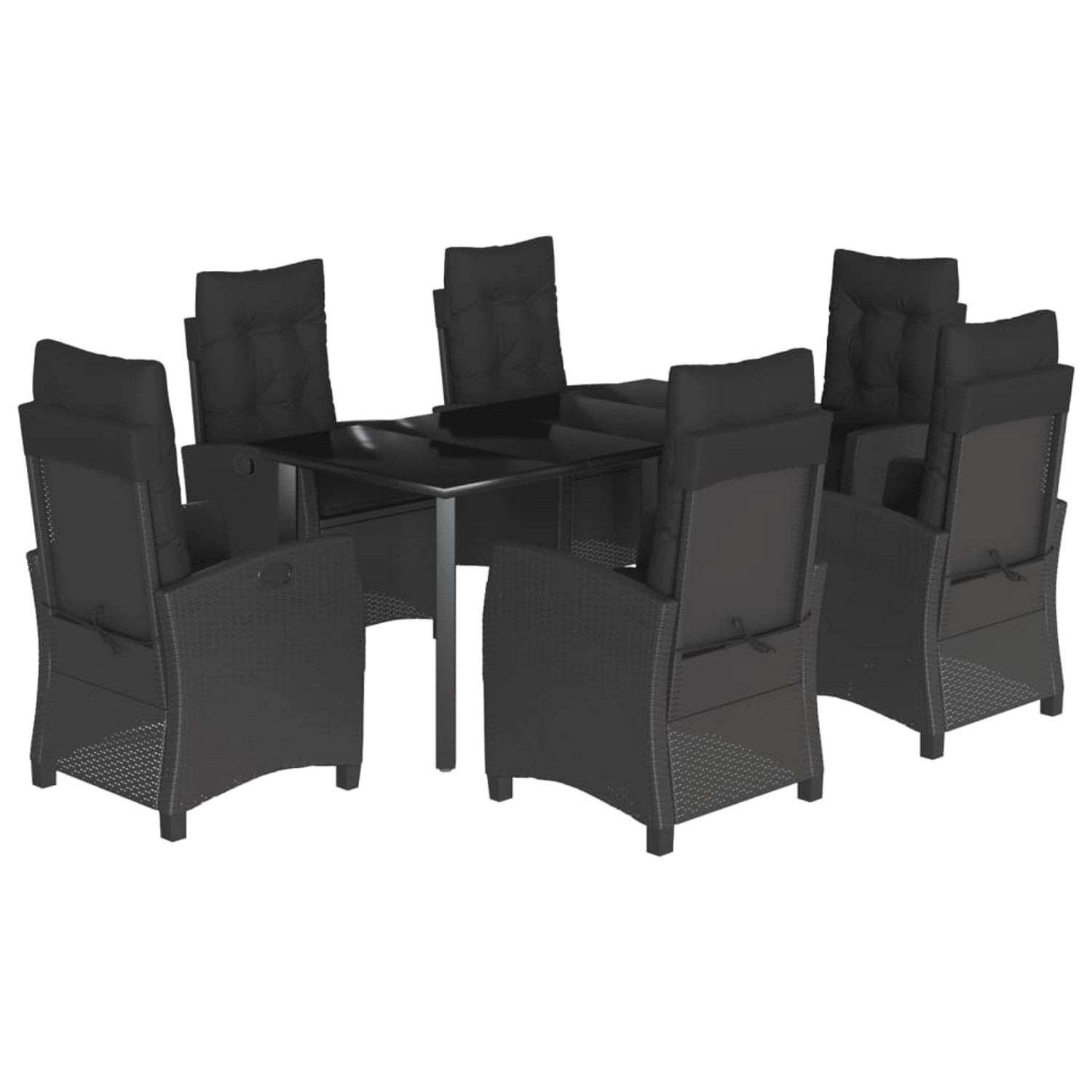 vidaXL 7-Tlg Garten-Essgruppe mit Kissen Schwarz Poly Rattan 3212758 günstig online kaufen