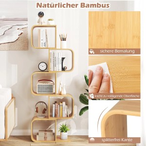 Costway Bücherregal S-förmig Aus Bambus Würfelregal mit 5 Etagen
