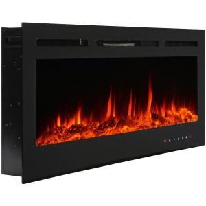 El Fuego LED Elektrokamin Luzern mit Heizung, dimmbar, 1,8 kW, schwarzer Rahmen, Flammeneffekt.