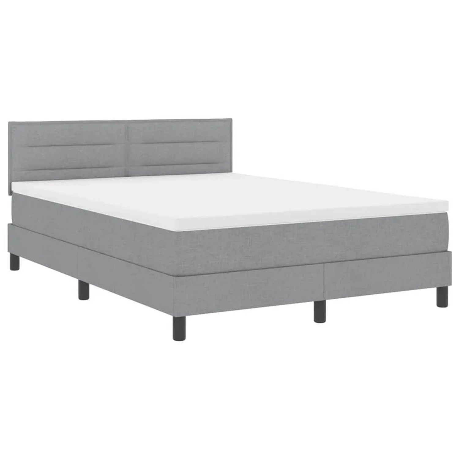 vidaXL Boxspringbett mit Matratze mit LED Hellgrau 140 x 190 cm Stoff 3342128