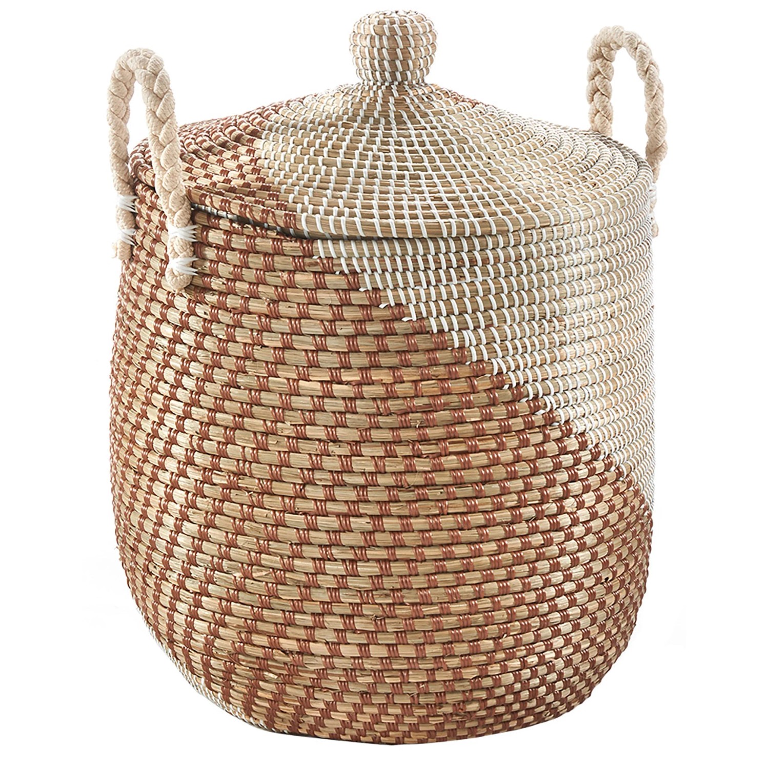 Kobolo Schlangenkorb Korb NAGA aus Seegras mit Deckel und Griffen