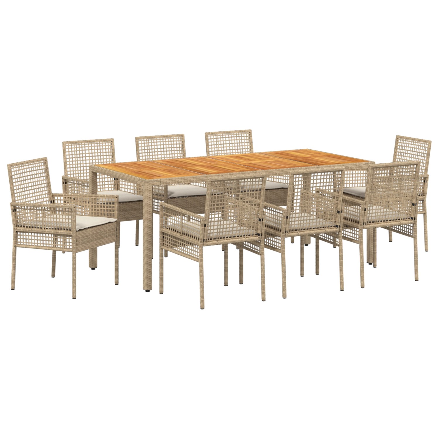 vidaXL 9-Teiliges Garten-Essgruppe mit Kissen in Beige Poly Rattan 3334922 günstig online kaufen