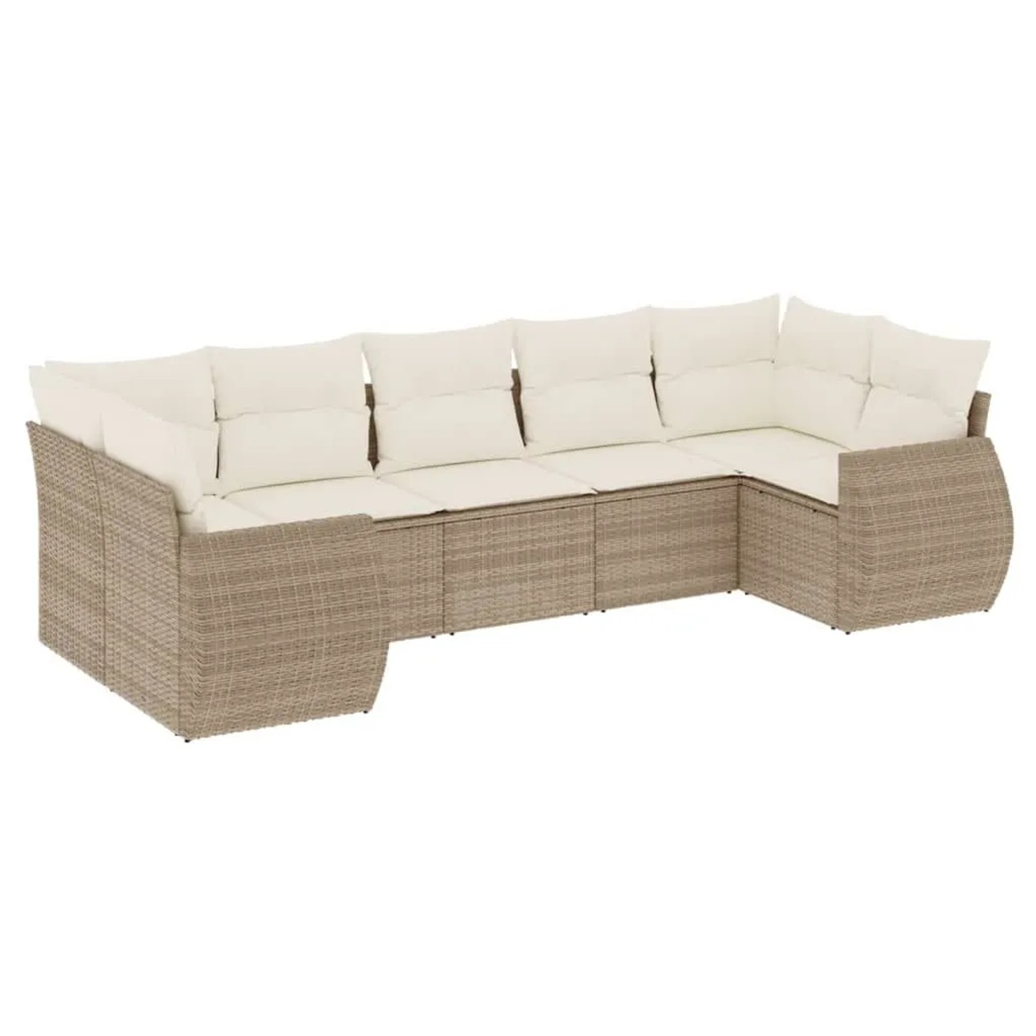 vidaXL 7-Tlg Garten-Sofagarnitur mit Kissen Beige Poly Rattan 3221787 günstig online kaufen