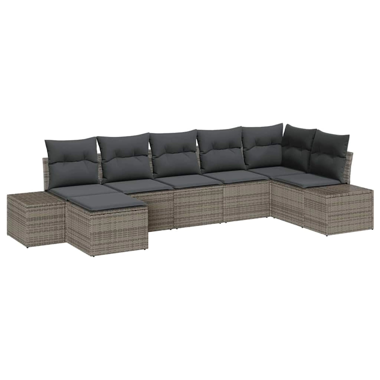 vidaXL Garten-Sofa-Set mit Kissen 7-Tlg Grau Poly Rattan 3347149 günstig online kaufen