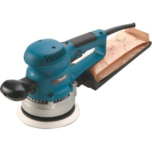 Makita Exzenterschleifer BO6030JX (150 mm) mit Staubbeutel. Schleifmaschine für Lackzwischenschliff und Polieren.