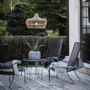PR Home Kisha Lampenschirm für Innen und Außen Weidenkorb Beige natur E27 51cm ohne Fassung