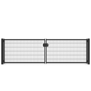 Zaunguru Gartentor Berlin, anthrazitgrau, mit Doppelstabmatte und Schloss.