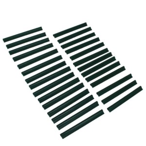 Set grüner PVC Klemmschienen, rechteckig, für Sichtschutzstreifen am Doppelstabmattenzaun.